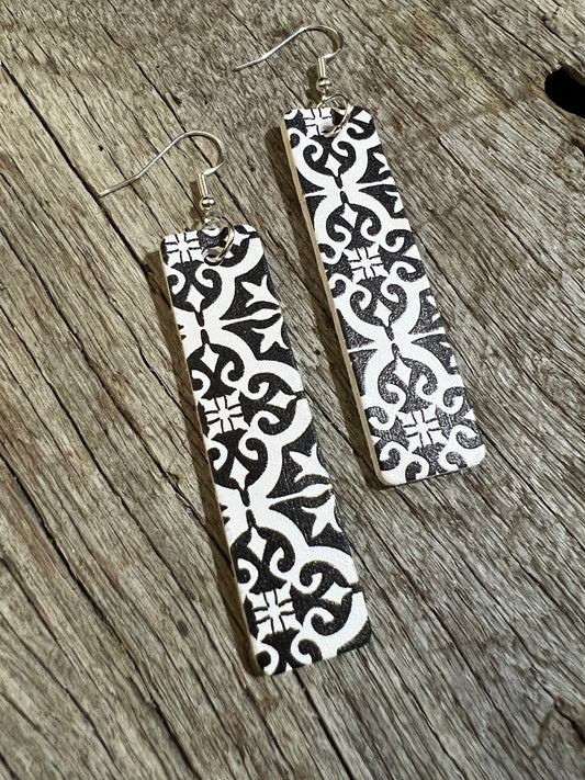 Black White Danika Faux Leather Earrings