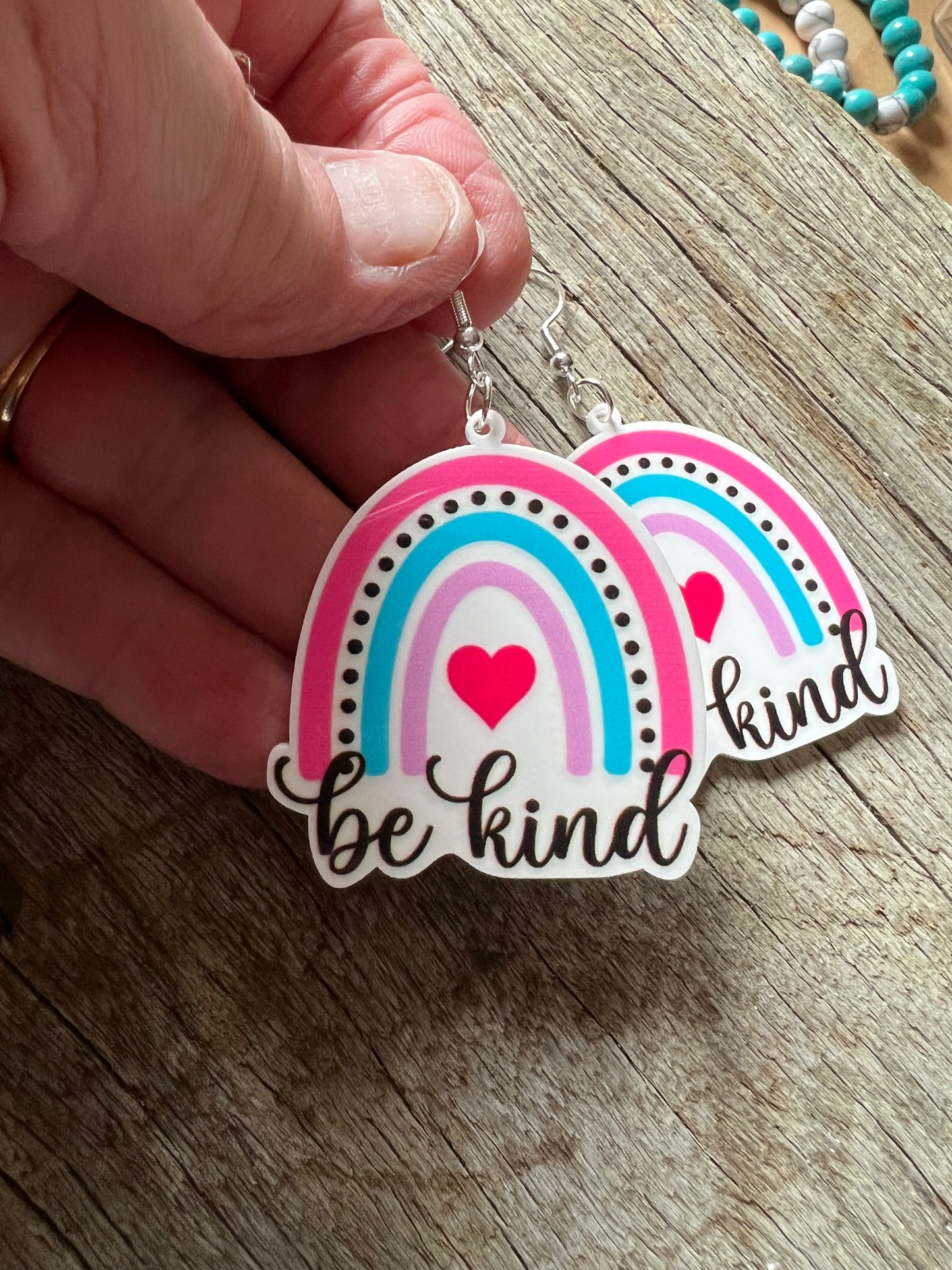 Be Kind Pink Arch Resin Earrings
