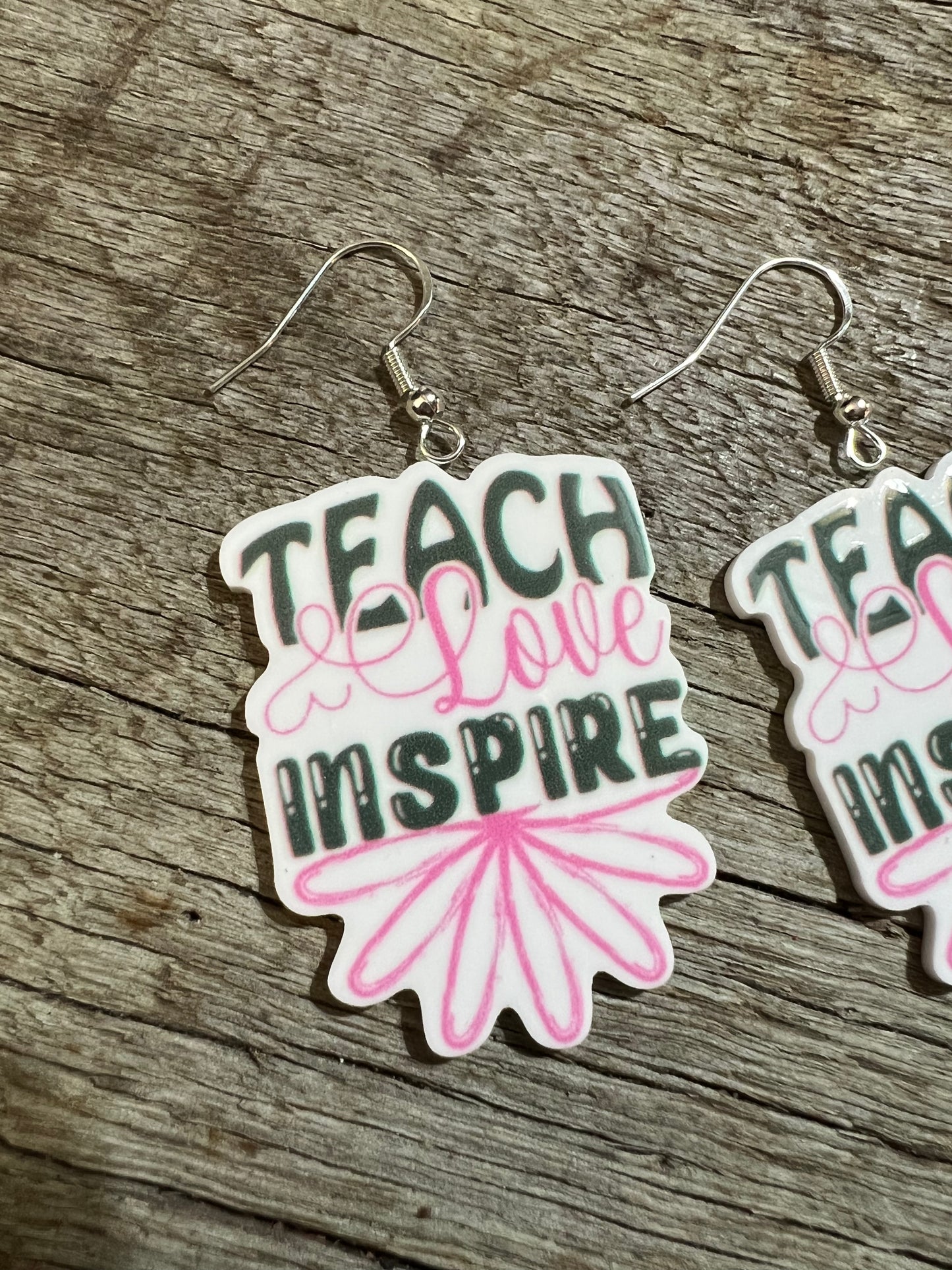 Teach Love Inspire Resin Earrings
