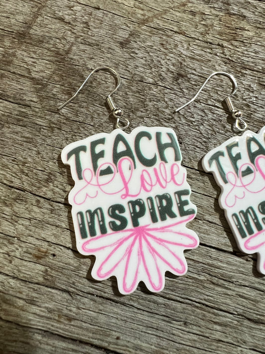 Teach Love Inspire Resin Earrings