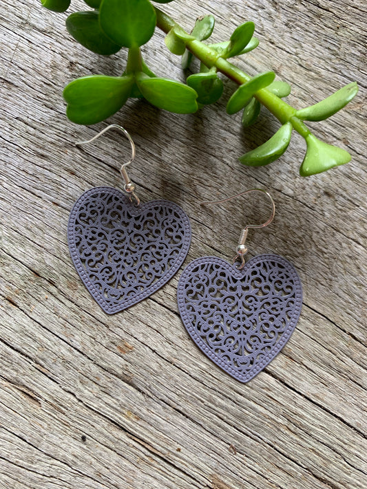 Deep Grey Heart Filigree