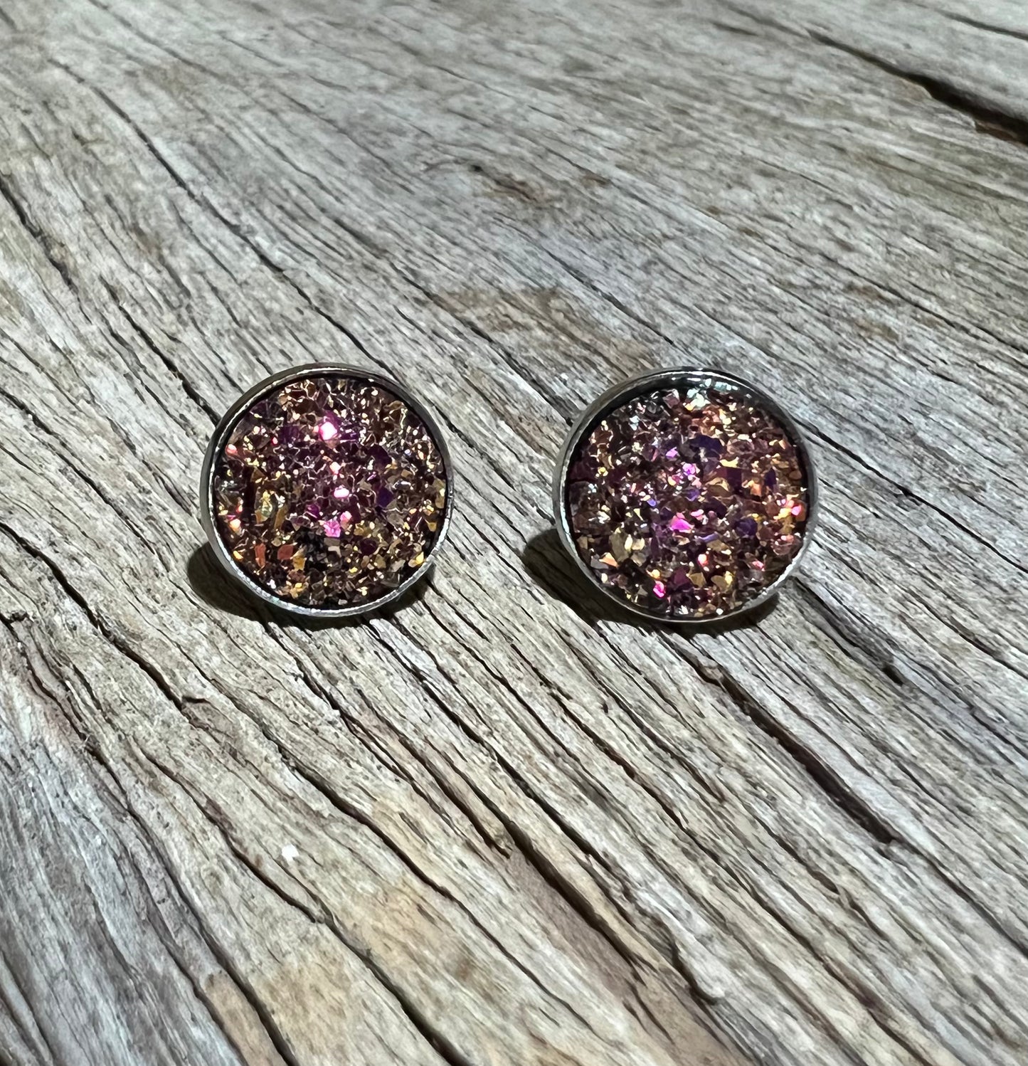 Golden Sunset Druzy Stud Earrings