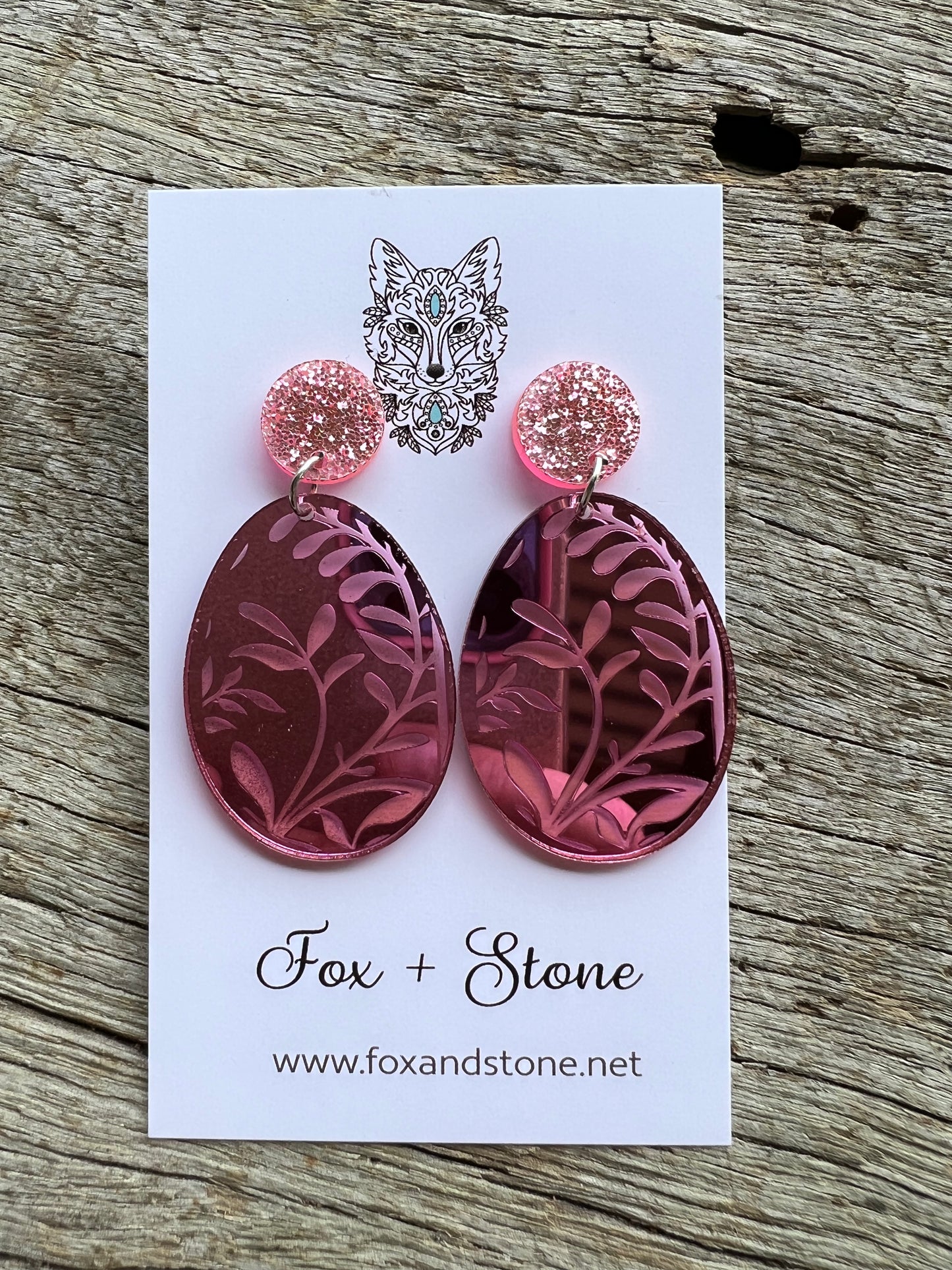 Pink Mirror Easter Egg Earrings