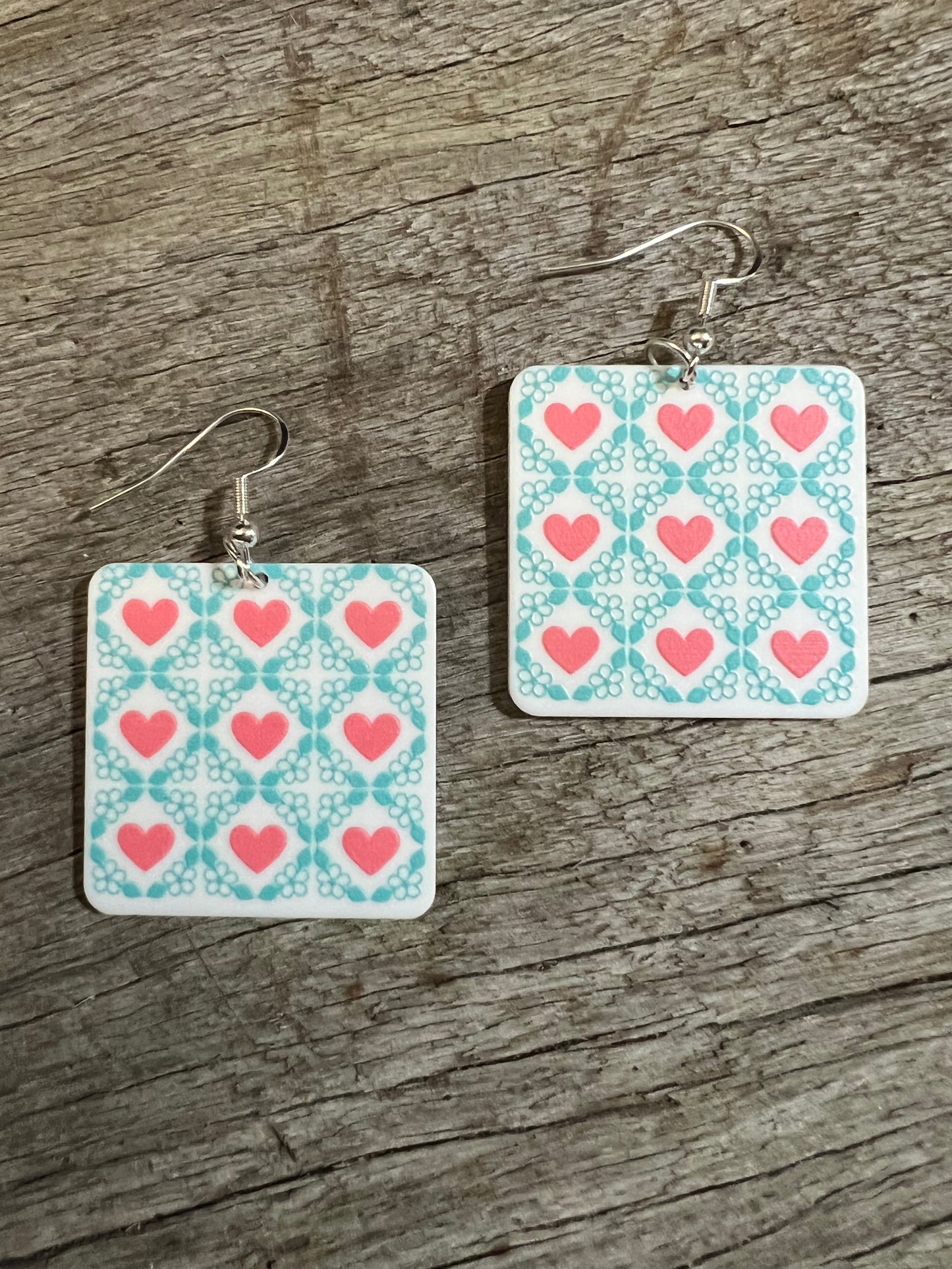 Square Loved Up Heart Earrings