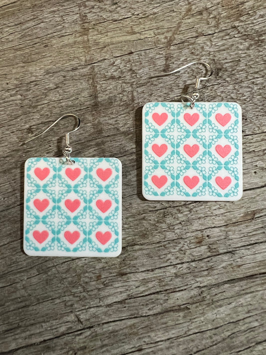 Square Loved Up Heart Earrings