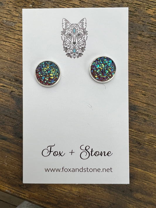 Chameleon Druzy Stud Earrings