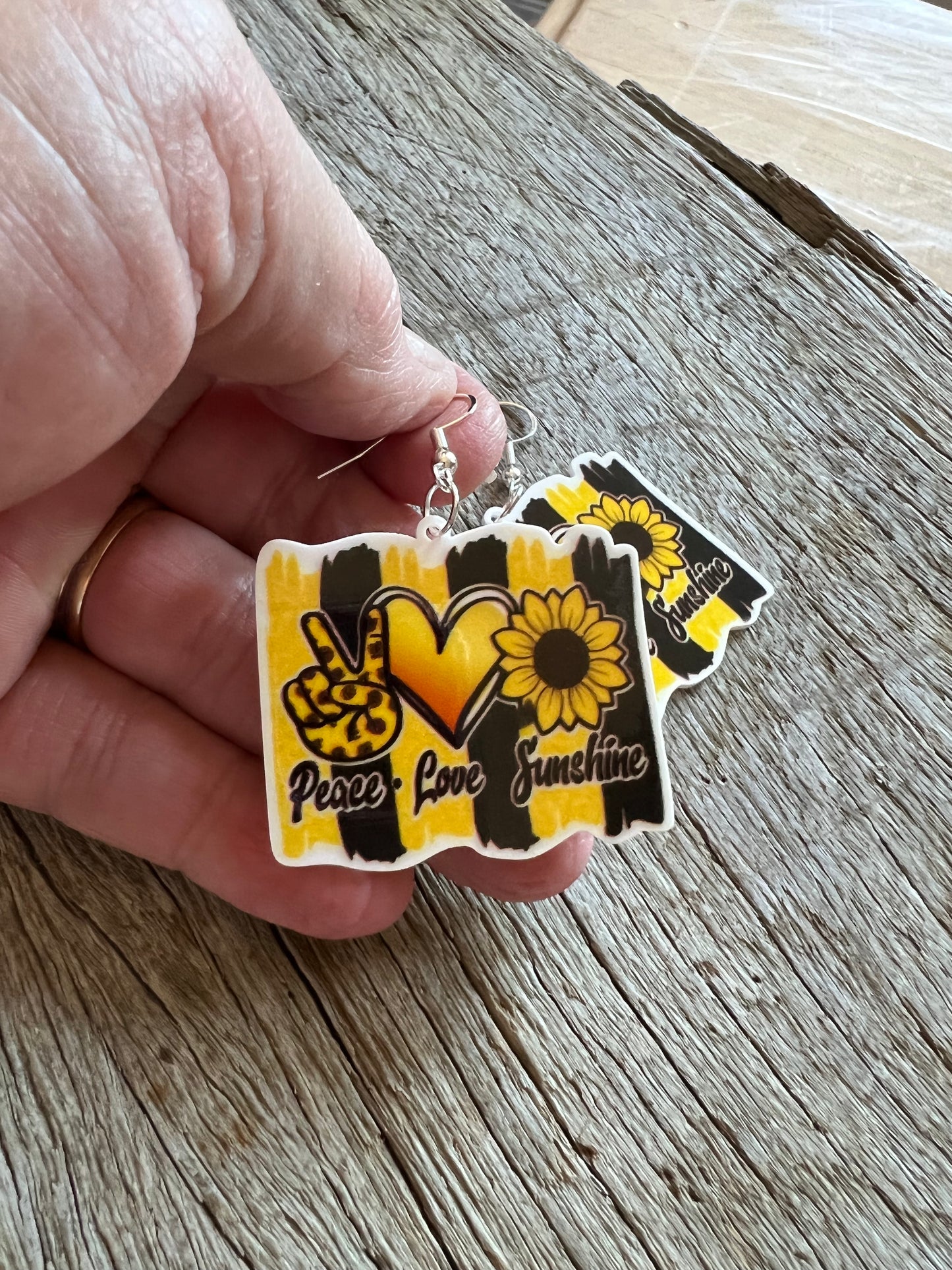 Peace Love Sunshine Resin Earrings