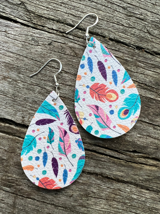 Vibrant Feather Print Earrings