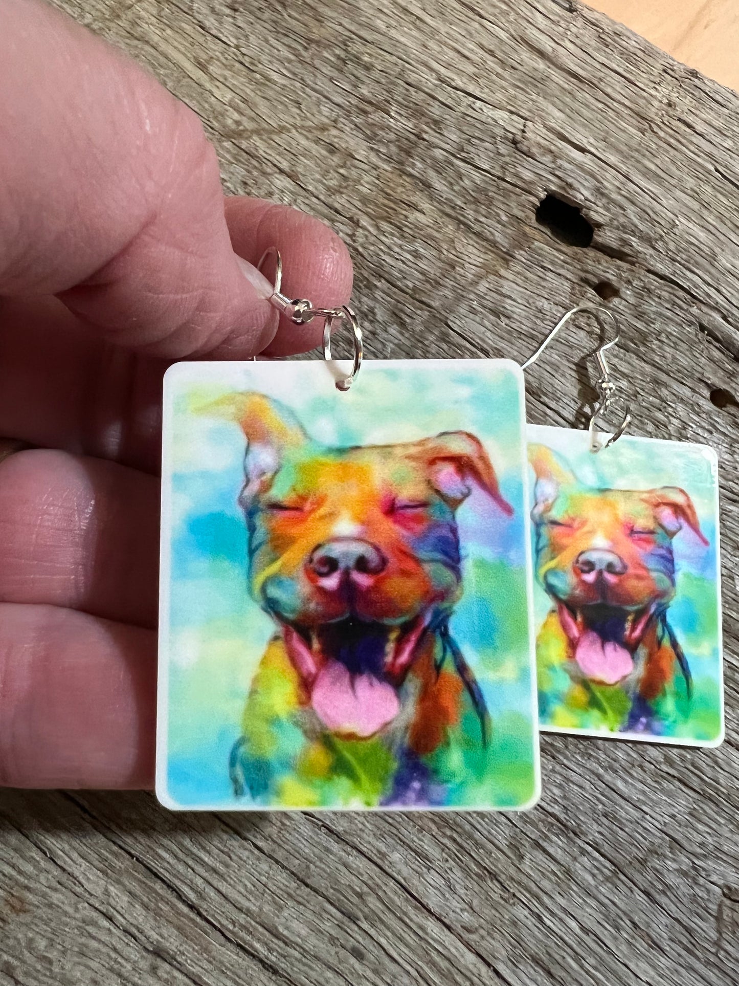 Happy Happy Staffy Dog Earrings