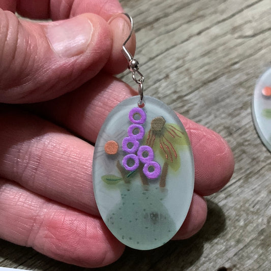 Purple Flower Vase Earrings