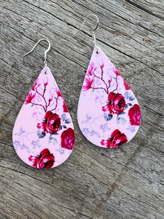 Blossom Print Wood Earrings