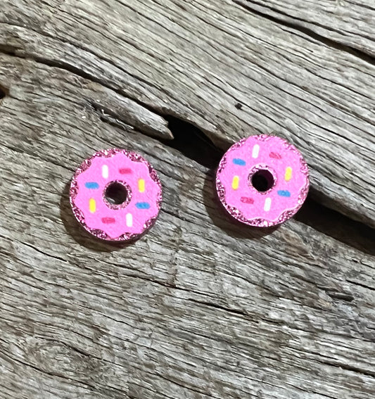 Mini Glitter Pink Donut Stud Earrings