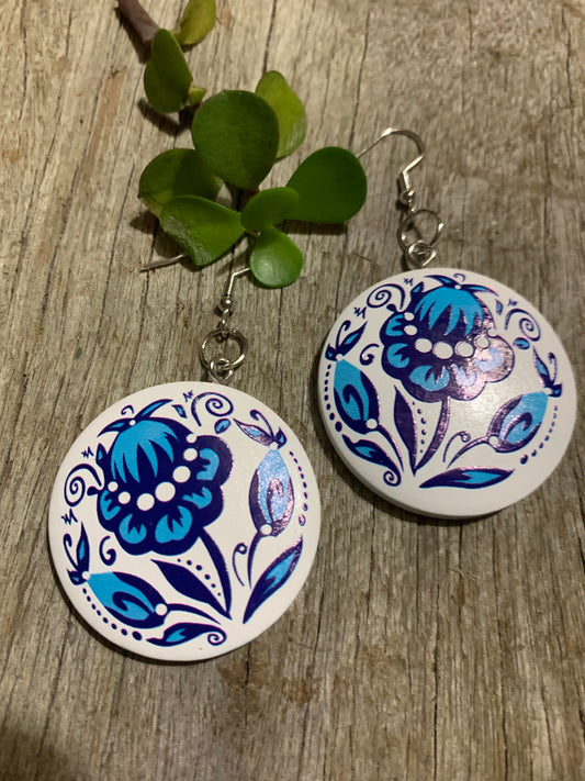 Blue Lydia Wood Earrings