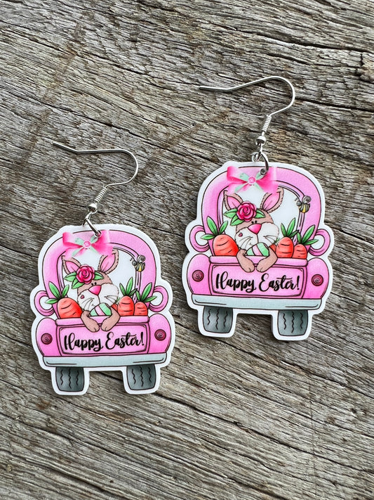 Pink Pick Up Easter Earrings