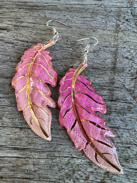 Blush Ombre Leaf Earrings