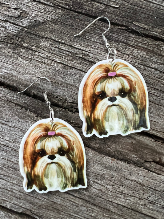 Maltese/Shitzu Dog Earrings