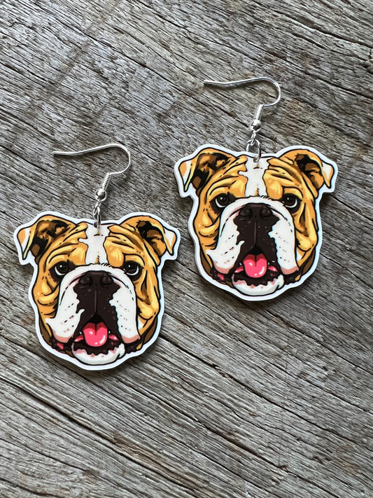 Bulldog Love Dog Earrings