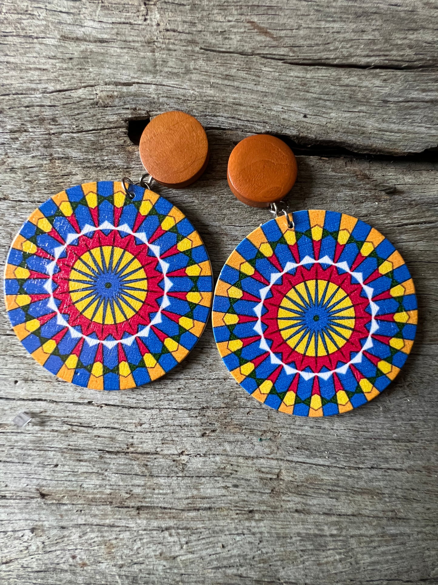 Big Bold Fiesta Print Wood Earrings