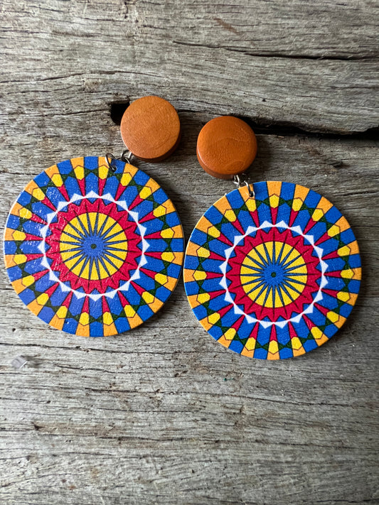 Big Bold Fiesta Print Wood Earrings