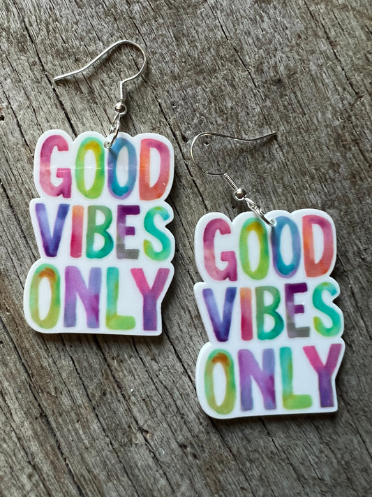 Good Vibes Only Watercolour Earrings