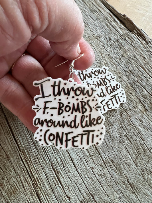 F-Bombs and Confetti Resin Earrings