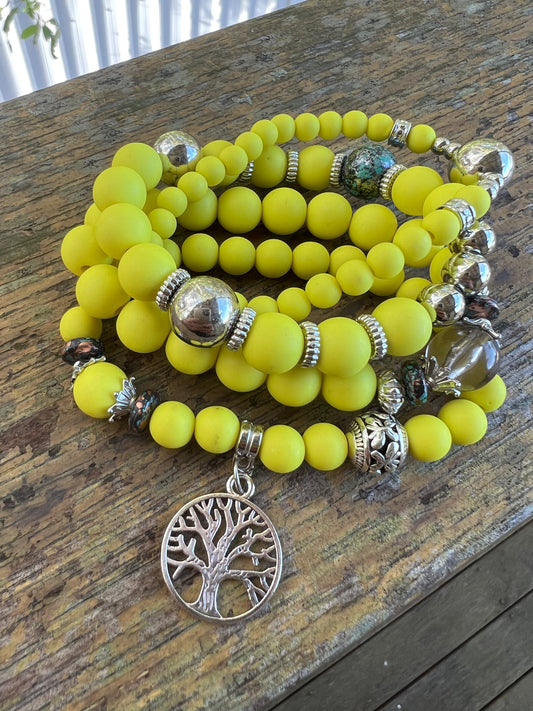 Sunshine Neon Yellow Bracelet Stack