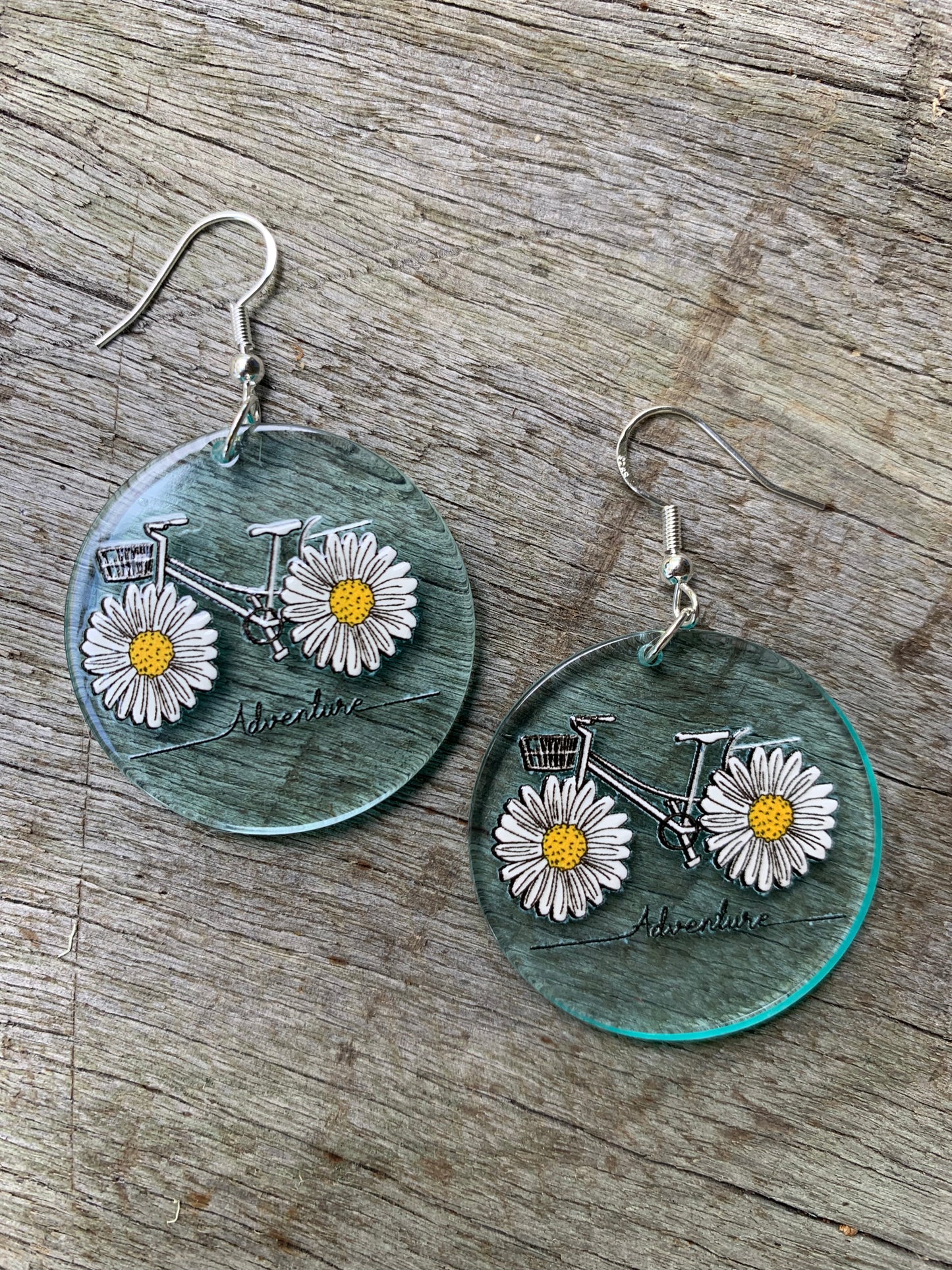 Sunflower Bike Resin Earrings