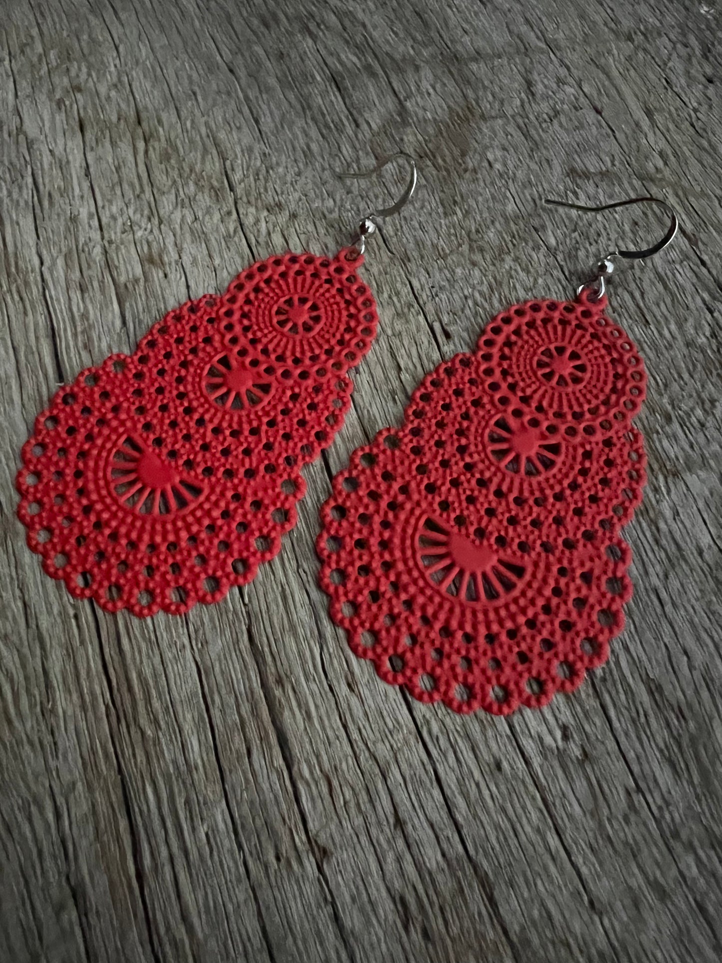 Stunning Red Metal Dangles