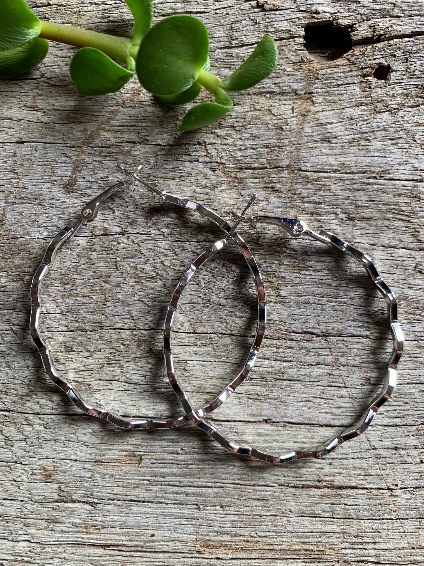 Large Wave Design Silver Earrings