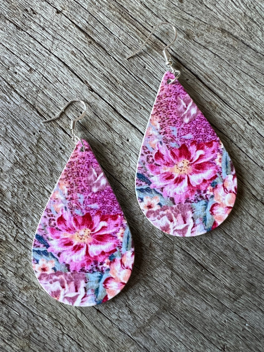 Pretty in Pink Wood Earrings