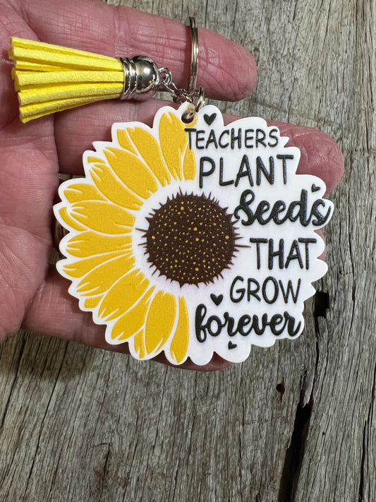 Sunflower Teacher Keychain