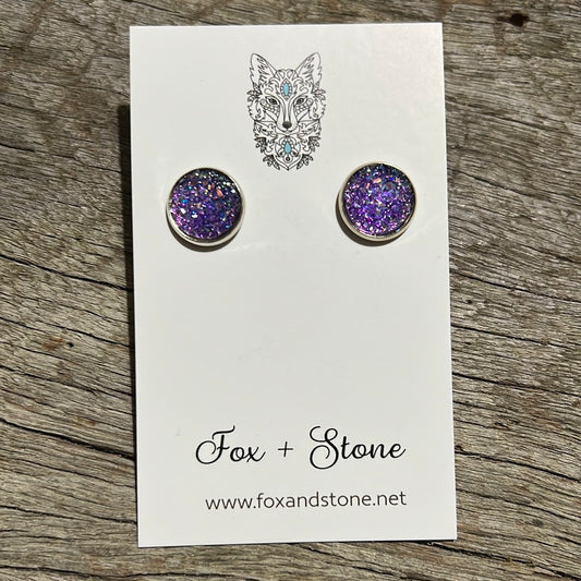 Passion Purple Druzy Stud Earrings