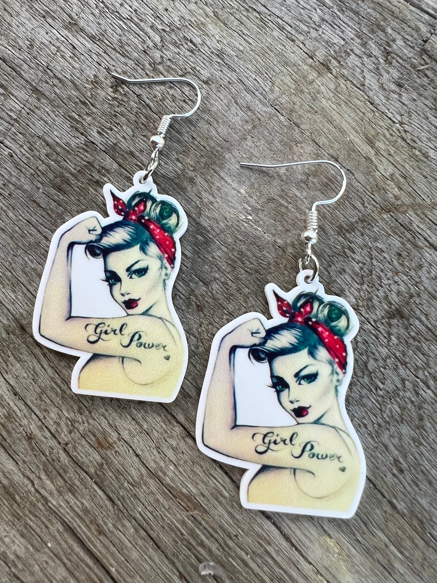 Girl Power Tattoo Earrings