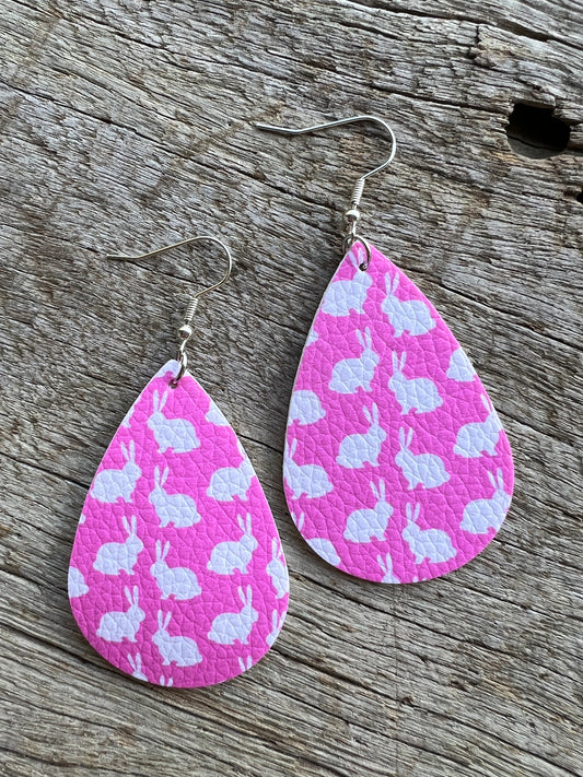 Faux Leather Bunny Easter Earrings