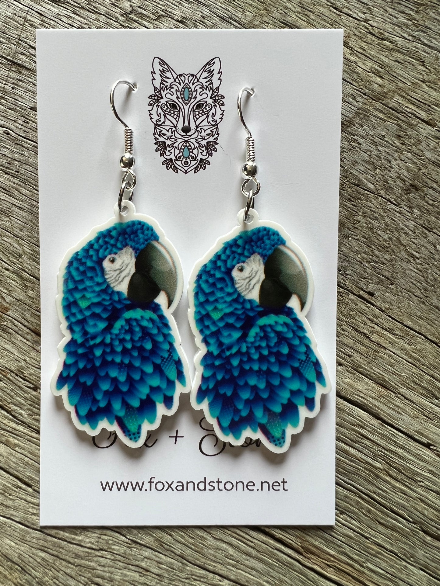 Stunning Blue Parrot Bird Earrings