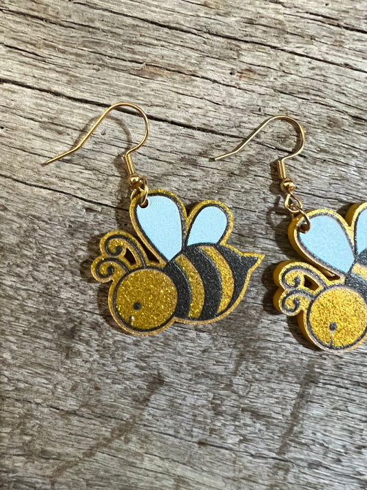 Glitter Busy Bees 2 Earrings