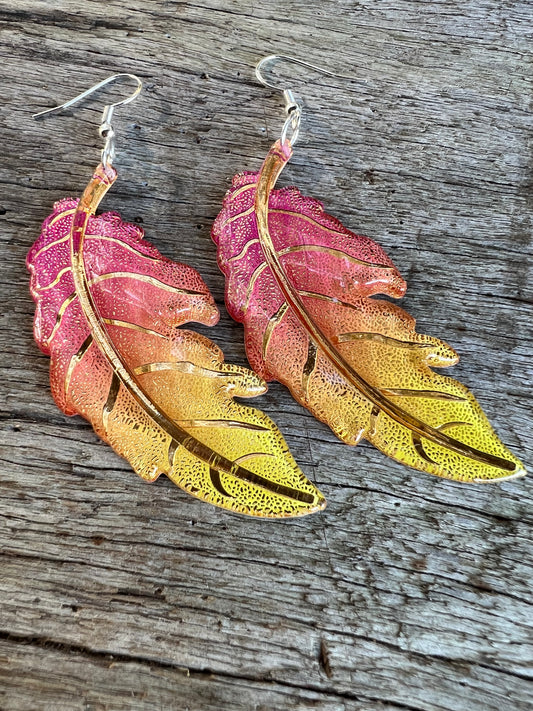 Sunset Ombre Leaf Earrings