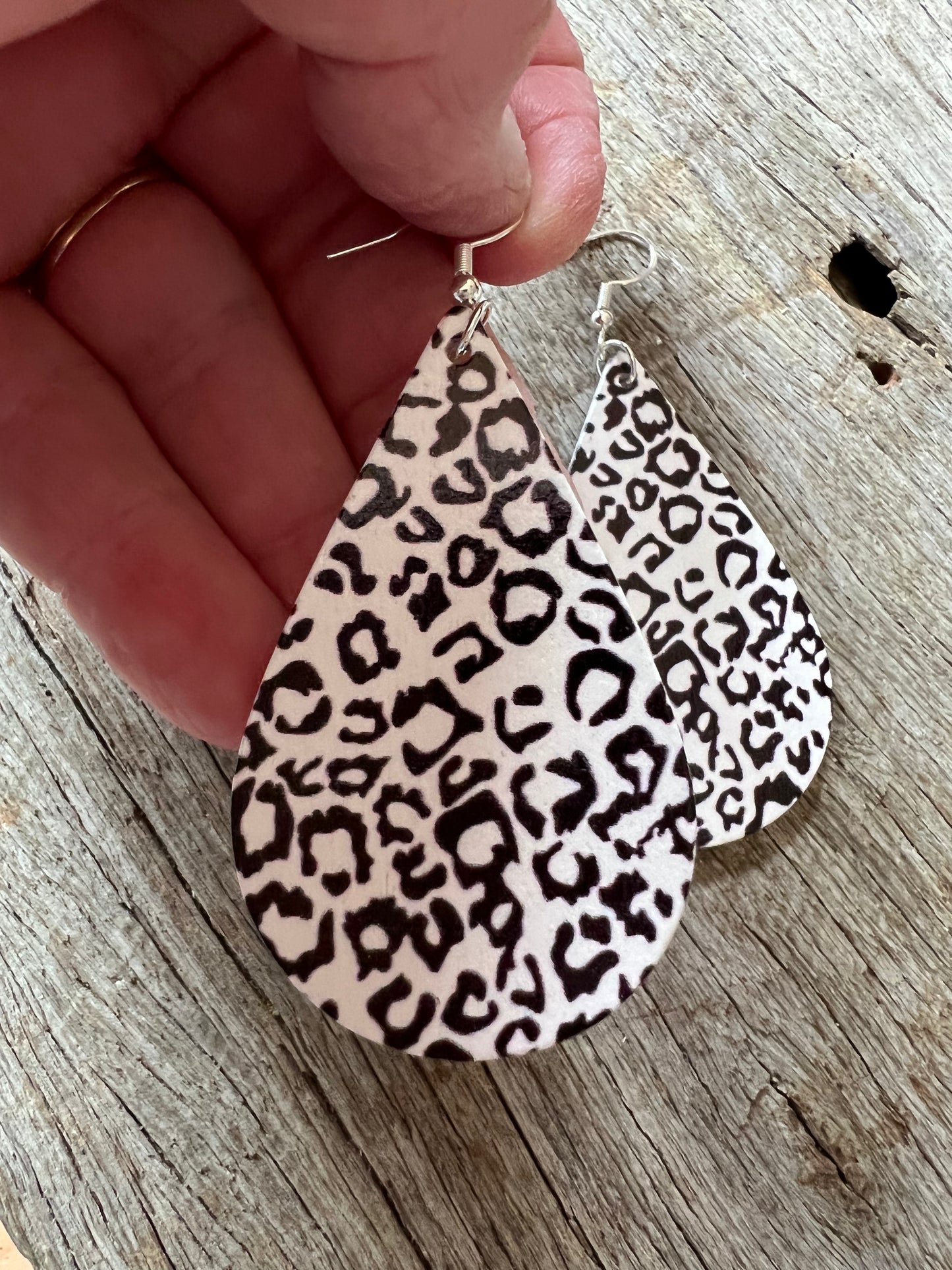 Leopard Print Wood Earrings