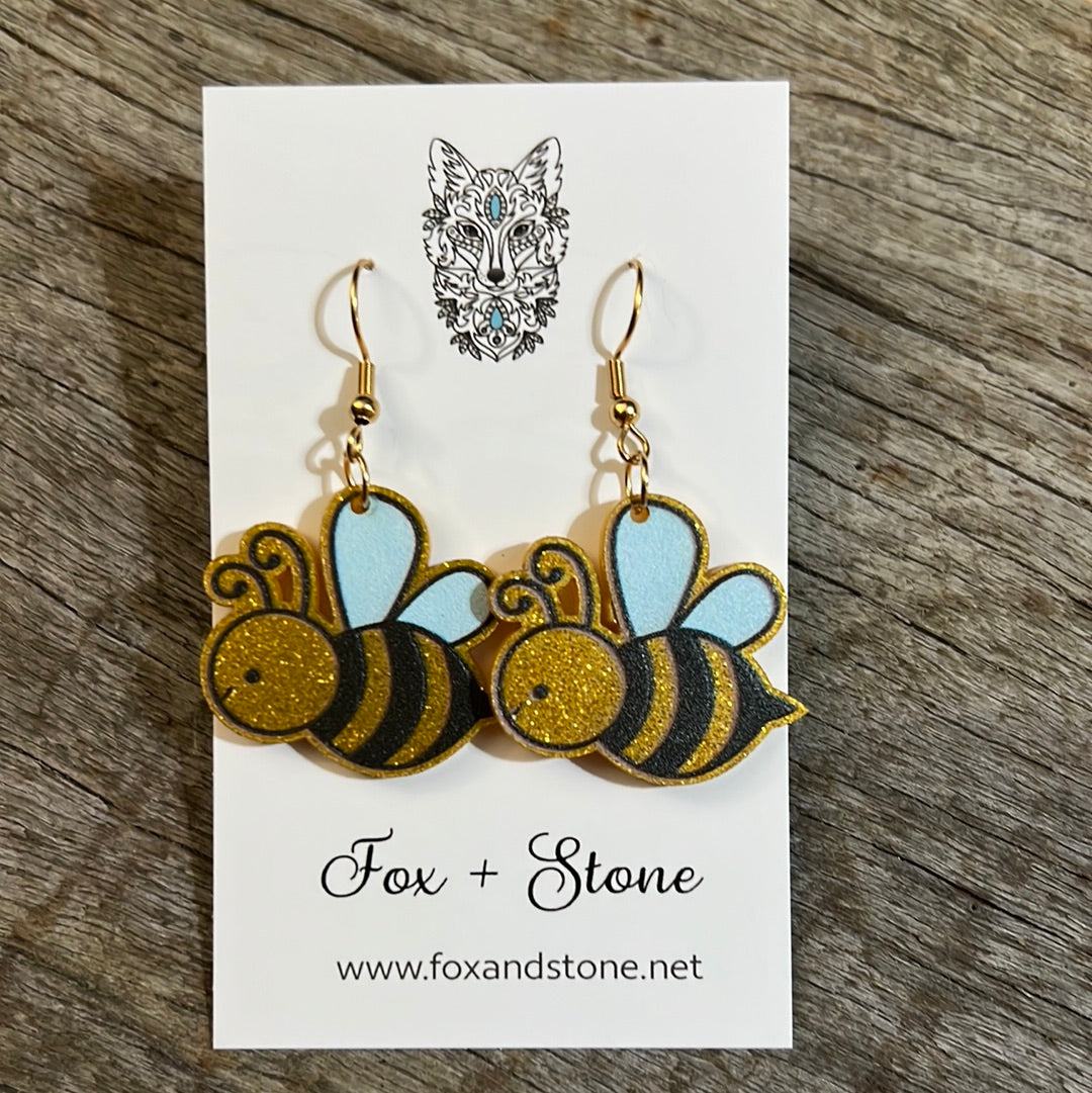 Glitter Busy Bees 2 Earrings