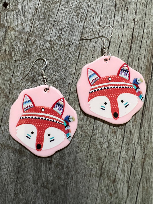 Boho Fox Pink Earrings