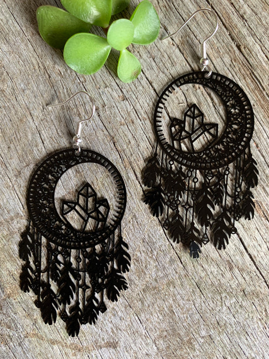 Black Dream Catcher Crystal Filigree