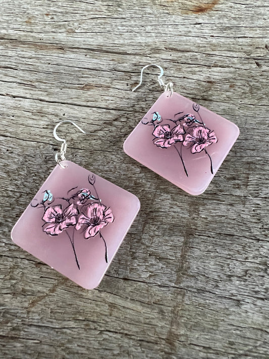 Pale Pink Floral Earrings