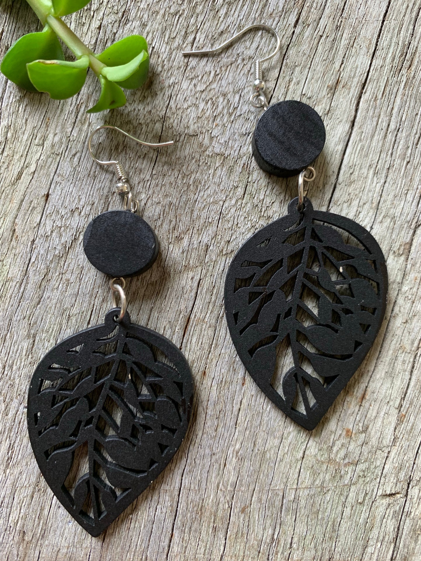 Midnight Sienna Wood Earrings