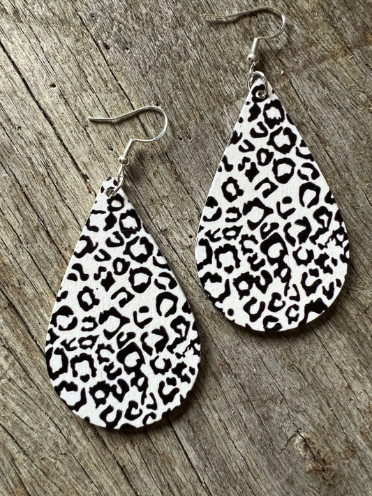 Leopard Print Wood Earrings