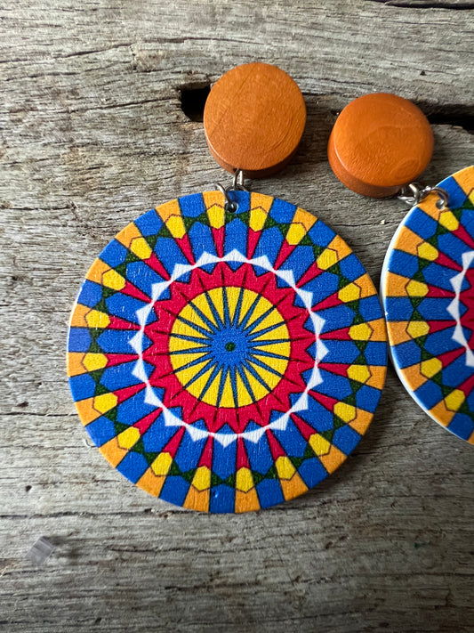Big Bold Fiesta Print Wood Earrings