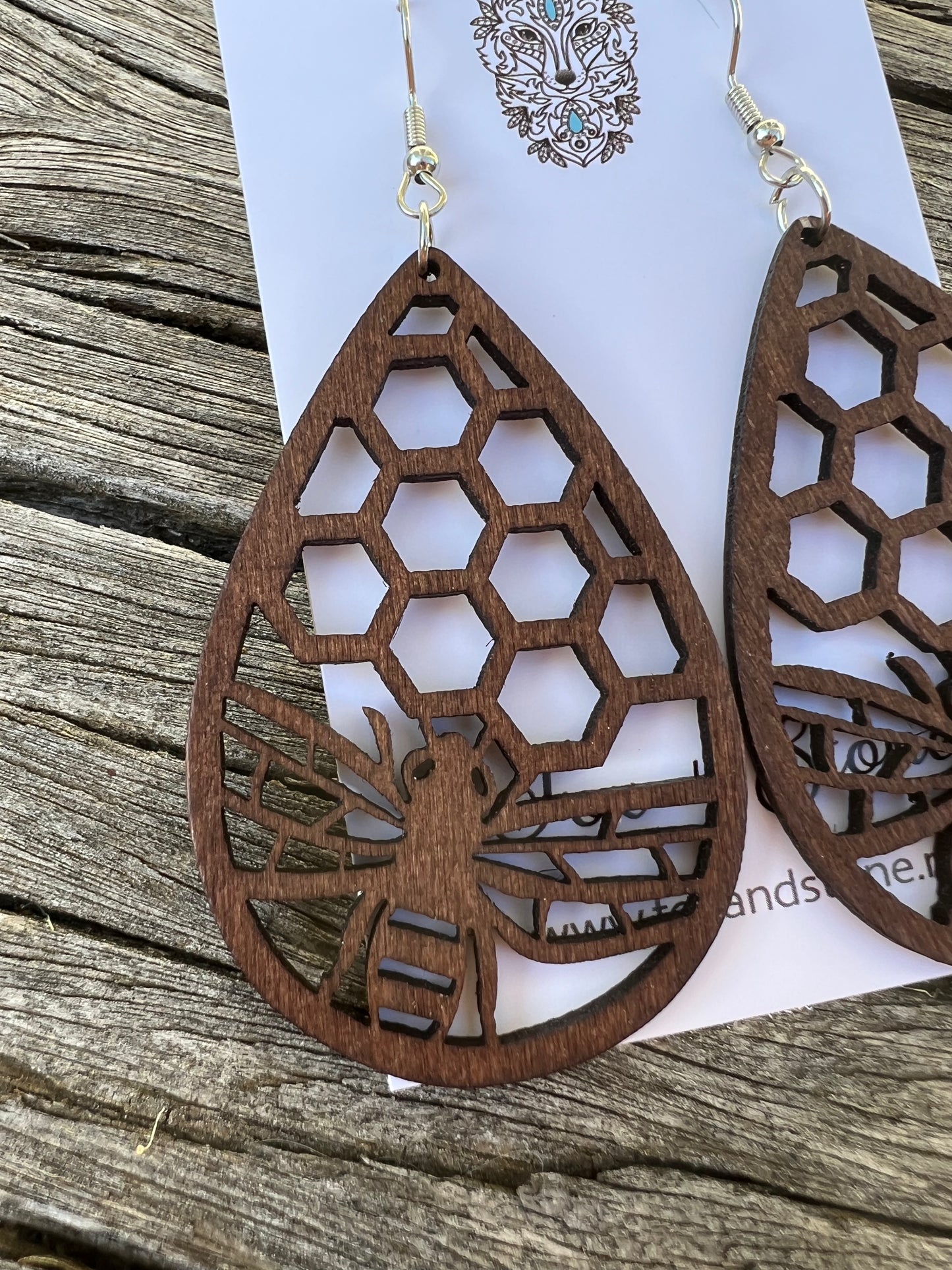 Beautiful Bee Natural Wood Earrings