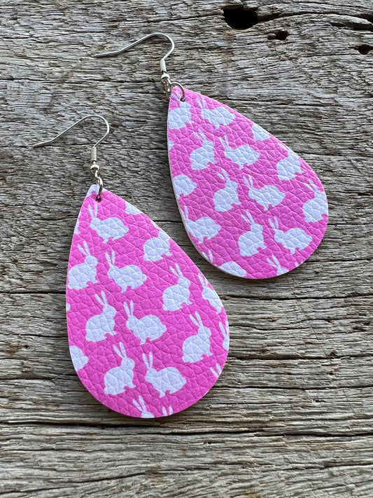 Faux Leather Bunny Easter Earrings