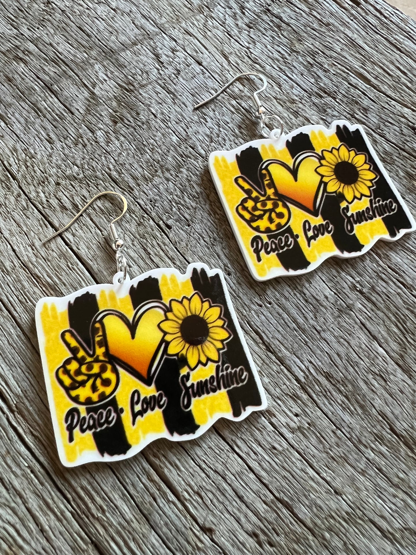 Peace Love Sunshine Resin Earrings