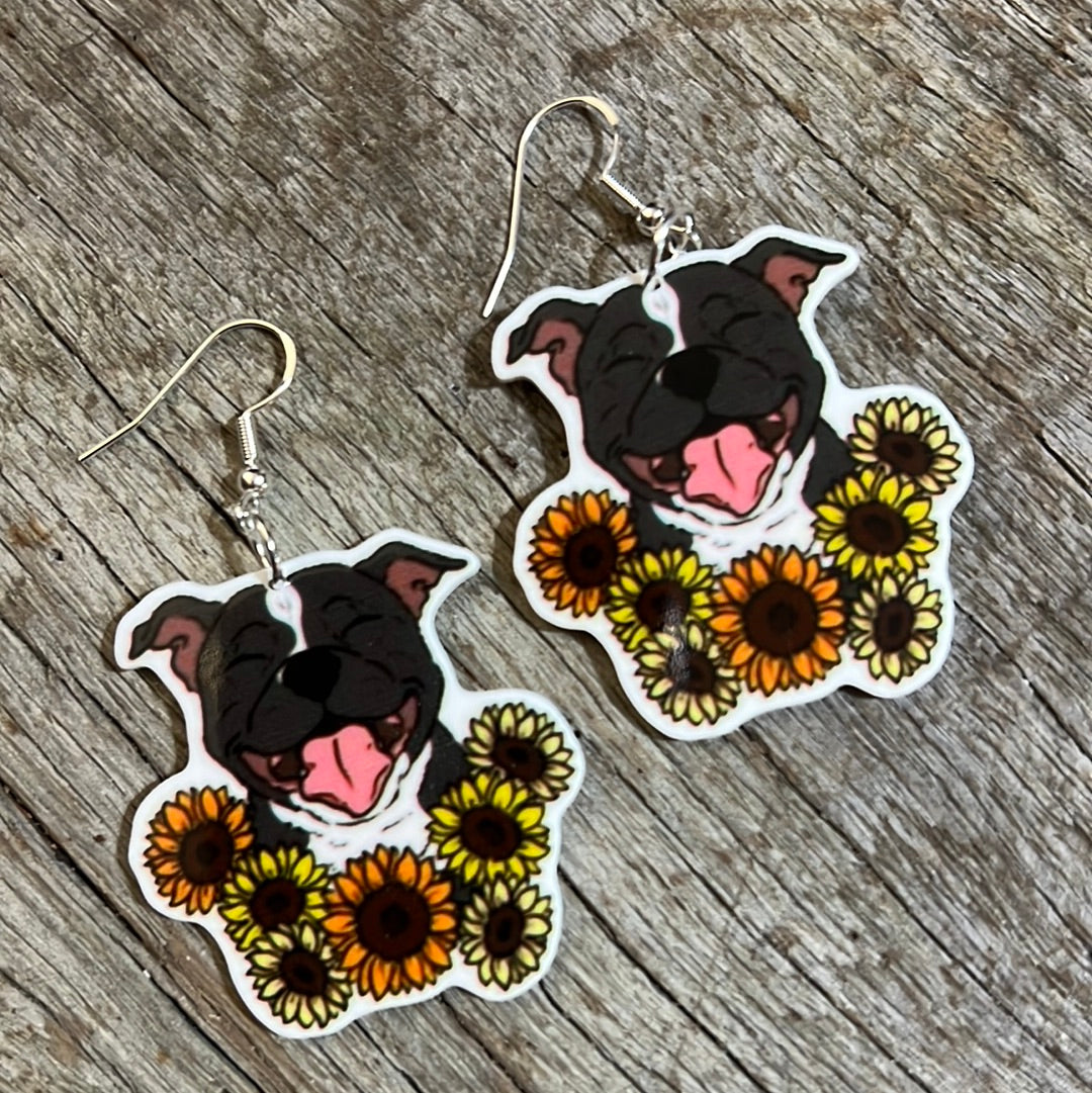 Smiling Staffy Resin Earrings