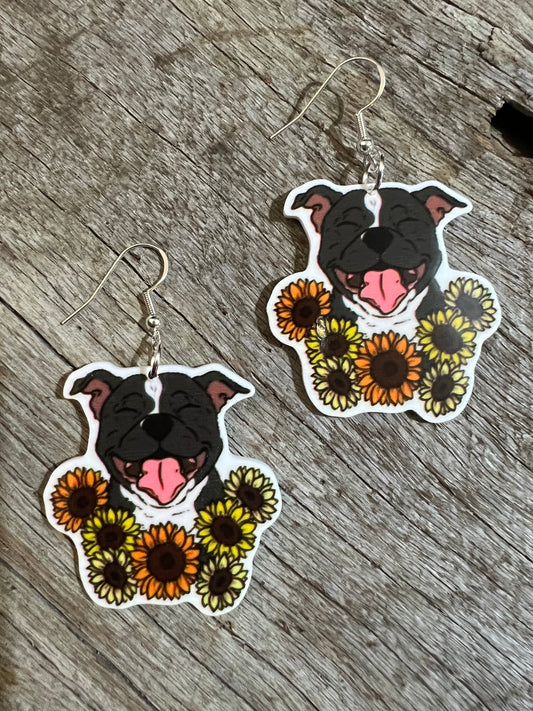 Smiling Staffy Resin Earrings